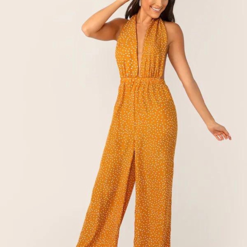 Backless low plunge jumpsuit